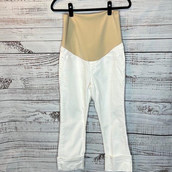 Lila Ryan Kent Maternity White Cuffed Cropped Capri Skinny Jeans. Sz 29 - Picture 2 of 8